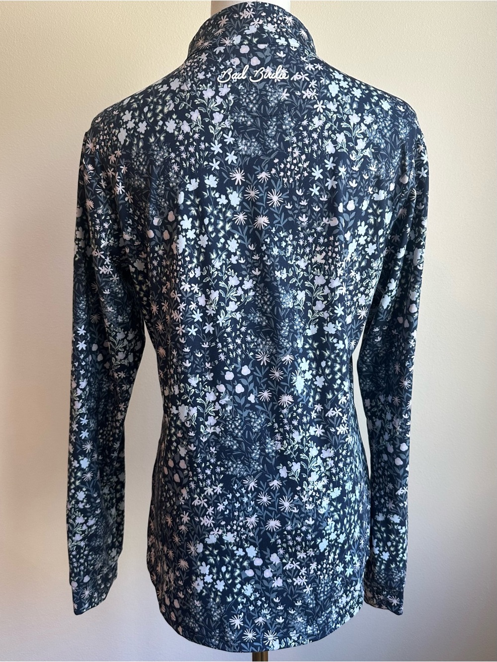 Bad Birdie Velocity Quarter Zip Golf Navy Floral Bloom Long Sleeve Top - SIZE M - Picture 5 of 9